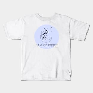 Affirmation Collection - I Am Grateful (Blue) Kids T-Shirt